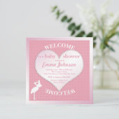 Niedliche süße Pink Stork Heart Baby Dusche Einladung (Stehend Vorderseite)