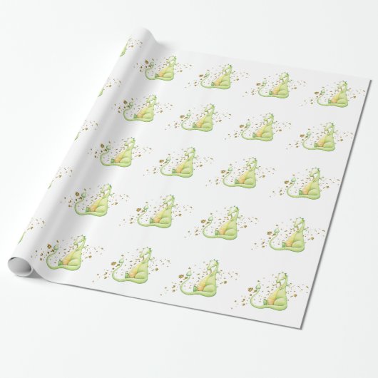 *~* Niedliche Süße Schlaf Grüne Drachen Dinosaurie Geschenkpapier (Ungerollt)