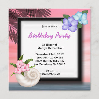 NIEDLICHE süße Strand-PartyBlumen und Seashell Einladung