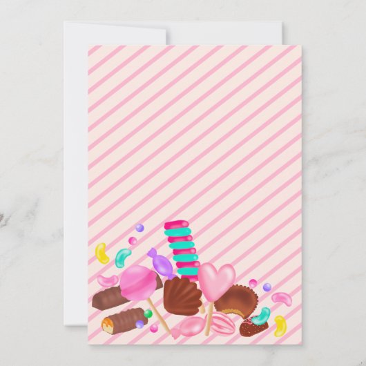 Niedliche Süßigkeiten Bonbons Abbildung 5. Geburts Einladung (Rückseite)