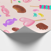 Niedliche Süßigkeiten Bonbons Kindergeburtstag Par Geschenkpapier (Ecke)
