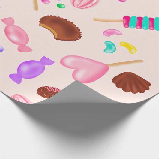 Niedliche Süßigkeiten Bonbons Kindergeburtstag Par Geschenkpapier (Ecke)