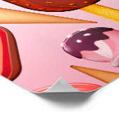Niedliche Süßigkeiten der Creme-Kone-Monogramm Poster (Ecke)