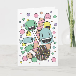 Niedliche Süßigkeiten Lollies Pastel Illustration  Karte