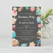 Niedliche Süßigkeiten Wasserfarbene Weihnachtsfeie Einladung (Stehend Vorderseite)