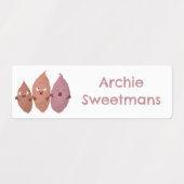 Niedliche Süßkartoffeln Cartoon personalisiert Etiketten (Design 1)