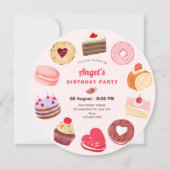 Niedliche Süßkuchen Geburtstag Einladung (Vorderseite)