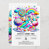 Niedliche Süßschokolade Geburtstag Einladung (Vorne/Hinten)