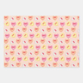 Niedliche Süßwarenherzen, bearbeitbar, rosa orange Geschenkpapier Set (Vorderseite 3)