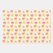 Niedliche Süßwarenherzen, bearbeitbar, rosa orange Geschenkpapier Set (Vorderseite 2)
