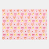 Niedliche Süßwarenherzen, bearbeitbar, rosa orange Geschenkpapier Set (Vorderseite)