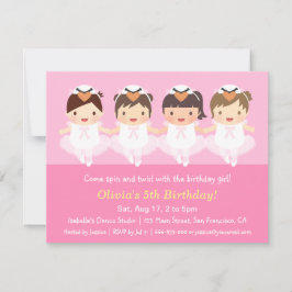 Niedliche Swan Ballerina Geburtstagsparty Einladun Einladung