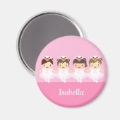 Niedliche Swan Ballerina Girls Personalisiert Magn Magnet (Vorderseite/Rückseite)