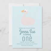Niedliche Swan Pink Swimming Geburtstagsparty Einladung (Vorderseite)