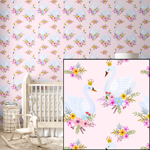 Niedliche Swan Princess auf rosa Tapete