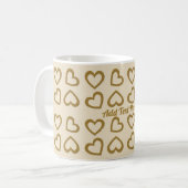 Niedliche Sweet Hearts Muster Tasse in Beige & Gol (Vorderseite Links)