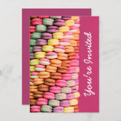 Niedliche Sweet Macarons Rosa Geburtstagsparty Einladung (Vorne/Hinten)
