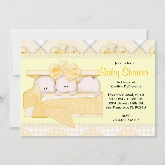 NIEDLICHE Sweet Yellow Baby Dusche Einladung (Vorderseite)