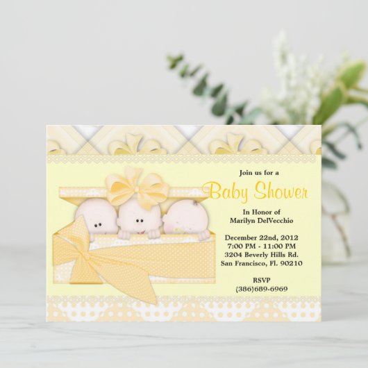 NIEDLICHE Sweet Yellow Baby Dusche Einladung (Stehend Vorderseite)