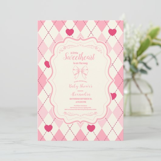 Niedliche Sweetheart Valentine's Day Babydusche Einladung (Stehend Vorderseite)