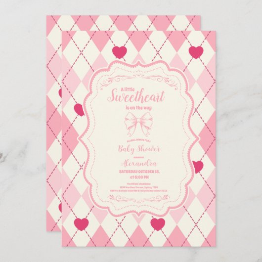 Niedliche Sweetheart Valentine's Day Babydusche Einladung (Vorne/Hinten)