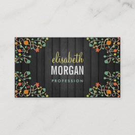Niedliche Swirl-Blume auf dunklem Holz Visitenkarte