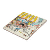 Niedliche Szenen-Skizze Frankreichs Café Fliese (Seite)