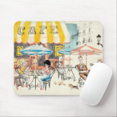 Niedliche Szenen-Skizze Frankreichs Café Mousepad (Mit Mouse)