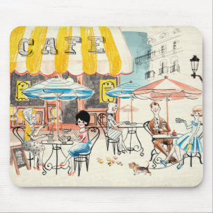 Niedliche Szenen-Skizze Frankreichs Café Mousepad