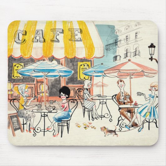 Niedliche Szenen-Skizze Frankreichs Café Mousepad (Vorne)