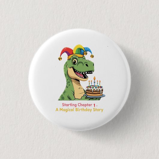 Niedliche T-Rex Dinosaur Erster Geburtstag Magisch Button (Vorderseite)