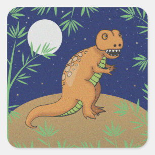 Niedliche T-Rex-Dinosaurier-Aufkleber Quadratischer Aufkleber