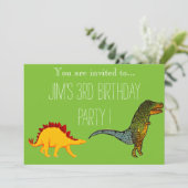 Niedliche T-Rex-Dinosaurier-Geburtstagsparty Einladung (Stehend Vorderseite)