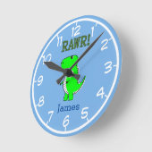 Niedliche T-Rex Funny Dino Kinderzimmer Runde Uhr (Winkel)