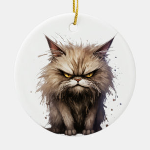 NIEDLICHE TABBBY-KATZE, DIE EIN ANGRENZENDES GESIC KERAMIK ORNAMENT