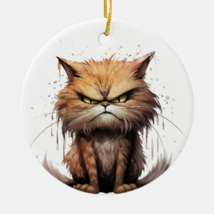 NIEDLICHE TABBBY-KATZE, DIE EIN ANGRENZENDES GESIC KERAMIK ORNAMENT