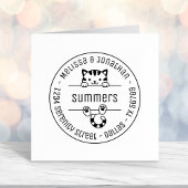 Niedliche Tabby Cat Couple Familienadresse Permastempel