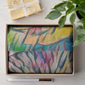 Niedliche Tabby Cat Farblich Abstraktes Grün Seidenpapier (Geschenk)