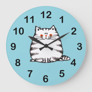 Niedliche Tabby Cat - Kawaii Kitty für Katzenliebh Große Wanduhr