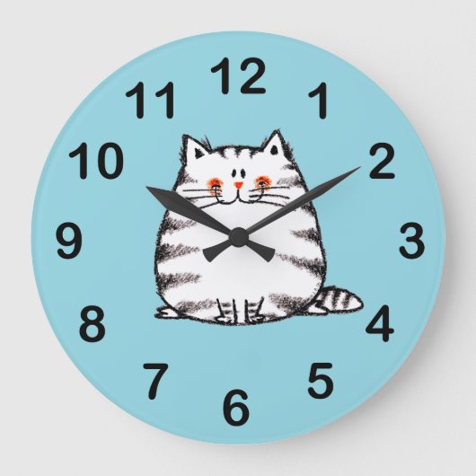 Niedliche Tabby Cat - Kawaii Kitty für Katzenliebh Große Wanduhr (Vorderseite)