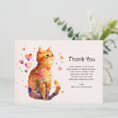 Niedliche Tabby Cat mit Herzen Vielen Dank Dankeskarte (Stehend Vorderseite)