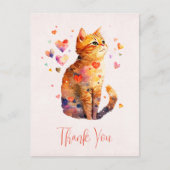 Niedliche Tabby Cat mit Herzen Vielen Dank Postkarte (Vorderseite)