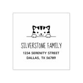 Niedliche Tabby Cat Peeking oben Familienadresse 2 Gummistempel (Prägung)