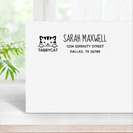 Niedliche Tabby Cat Pet-Adresse Gummistempel