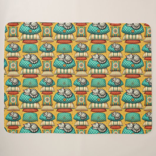 Niedliche Tabby Cat-Ruhe Sherpadecke (Vorderseite (Horizontal))