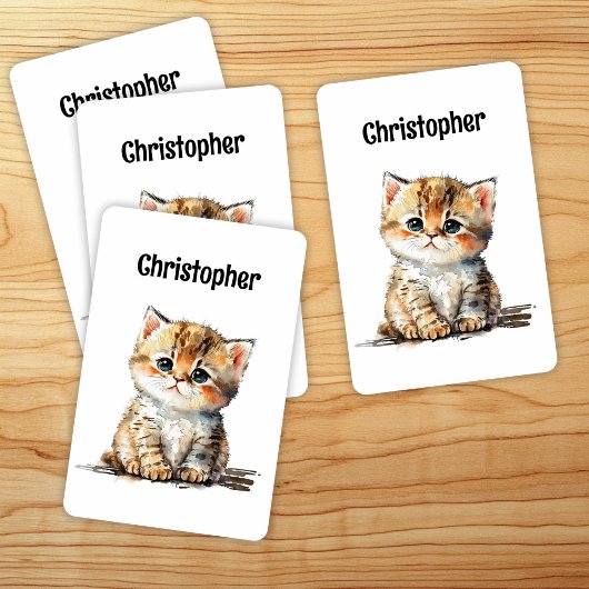 Niedliche Tabby Cat Spielkarten für Wasserfarben