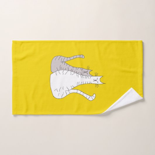 Niedliche Tabby Cats Muster gelb Badhandtuch Set (Handtuch)
