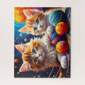 Niedliche Tabby Kätzchen, farbiges Garn, Platz Puzzle (Vertikal)