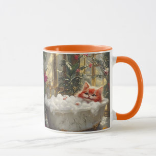 Niedliche Tabby Katze Entspannen in luxuriösem Mar Tasse