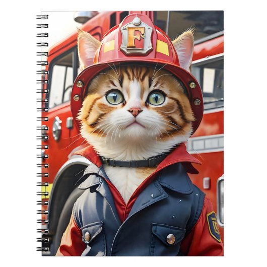 Niedliche Tabby-Katze im Firefighter Uniform Water Notizblock (Vorderseite)